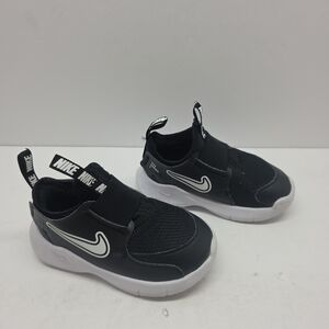 Nike Kids Black and White Slip-On Sneakers with Hook Strap